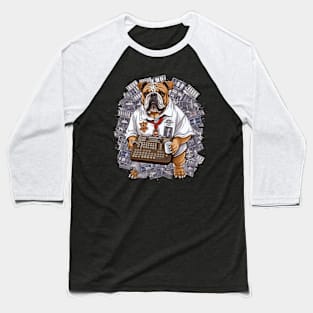 Accountant English Bulldog t-shirt design, a bulldog wearing a graduation gown and holding a calculator Baseball T-Shirt